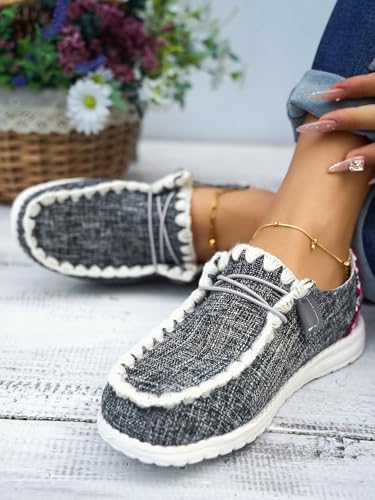 Unisex-Adult Aztec Comfort Canvas Loafers Sneakers Lightweight Boat Shoes Easy Slip-On Deck Shoes Elastic Lace-Up Non-Slip Flat Drving Shoes Breathable Walking Shoes for Men Women, Brown/Khaki/Black3