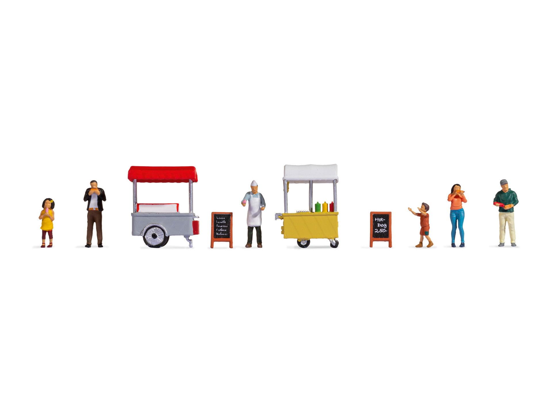 Noch 16229 Figures Theme World Ice and Hot Dog Cart, Multi-Coloured, Colourful, H0
