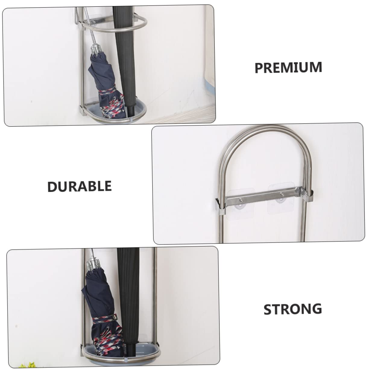Portaombrelli Pieghevole in Acciaio Resistente Da Parete Per Ombrellone Utilizzabile Come Portaoggetti Per Casa Due Modalità Di Installazione