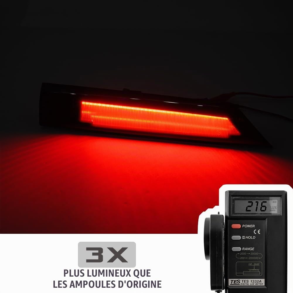 3eme feu stop LED pour Fo.rd Transit Custom 2012-2022 Feu stop arrière de haut niveau pour porte de grange feu stop à montage élevé 2 lentilles fumées