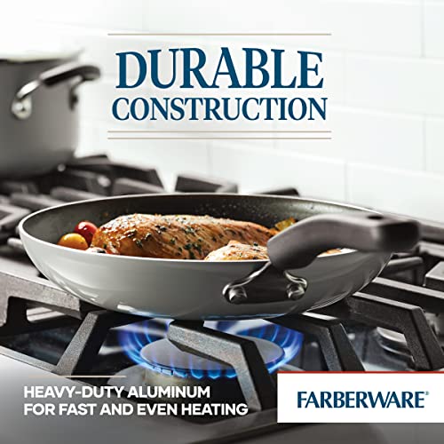 Farberware Cookstart DiamondMax Nonstick Frying Pans/Skillet Set, Dishwasher Safe, 8.25 Inch and 10 Inch, Silver - Thumbnail 4