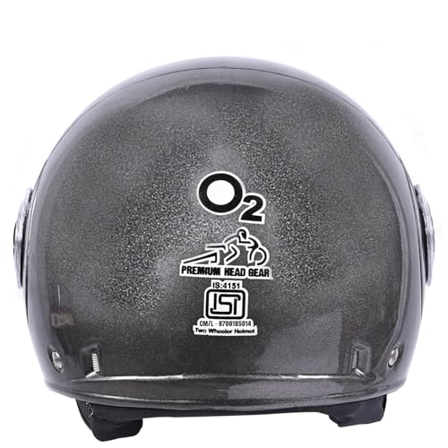Image of O2 Open Face / Half face Helmet Unisex for Bike Women Men ISI Certified with Clear Visor Smooth Finish Lightweight & Compact (S. Black, 580mm Medium)
