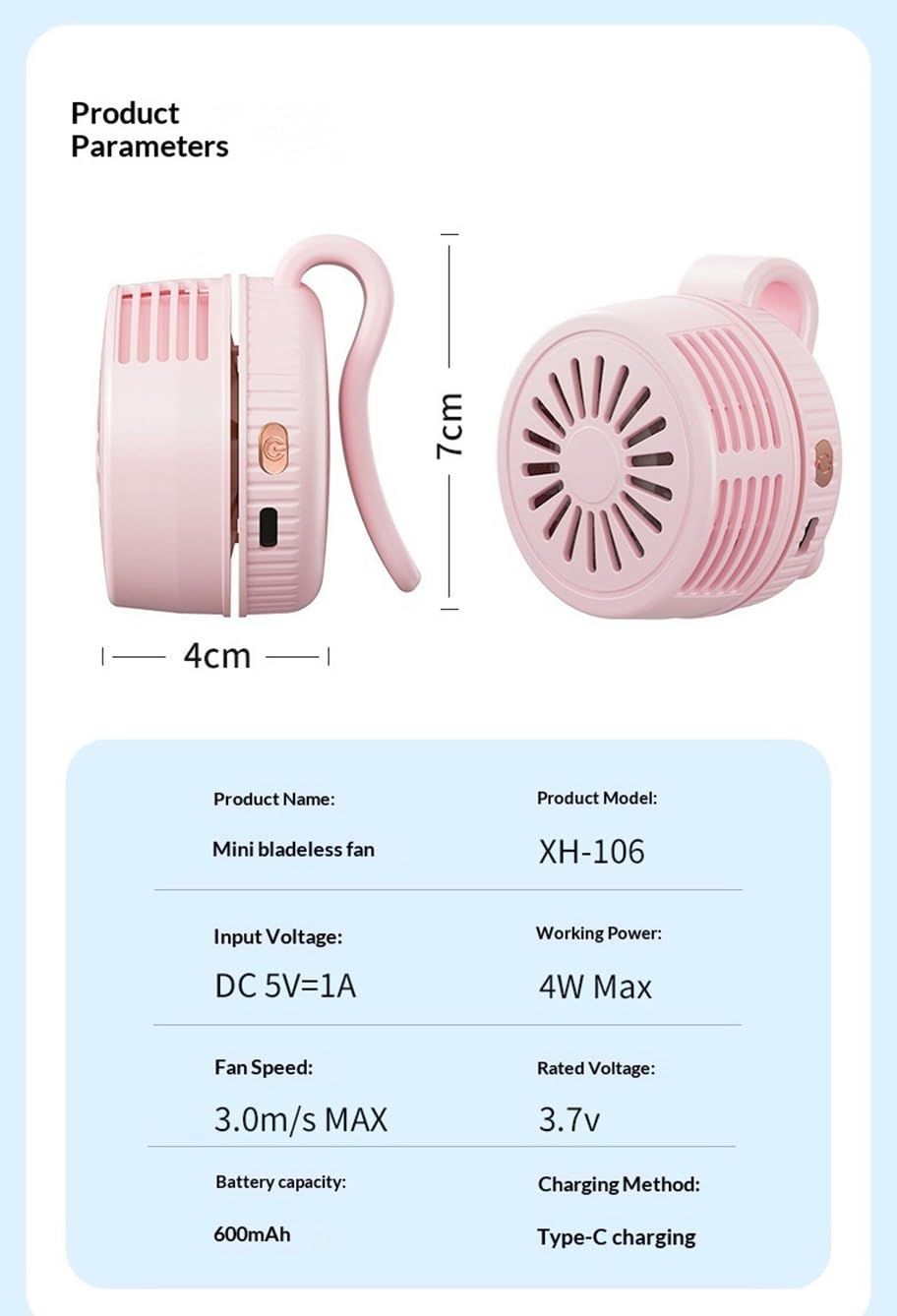 Flux d'air rotatif 360°, refroidissement pour randonnée, camping, pêche & activités
