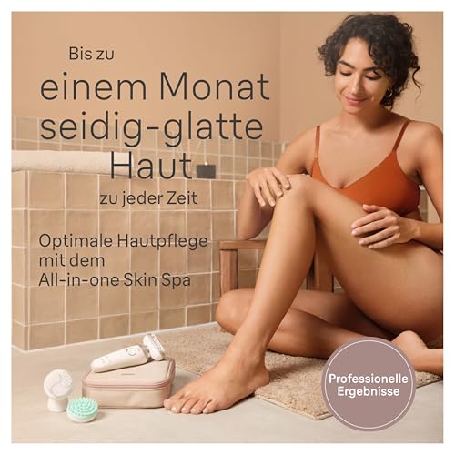Braun Silk-épil 9 Flex SkinSpa Epilierer Damen, All-in-One Set, Haarentferner für Langanhaltende Haarentfernung, Ladyshaver, Gesichtshaarentferner, Wasserdicht, Made in Germany, 9-681 3D, Weiß/Gold 2