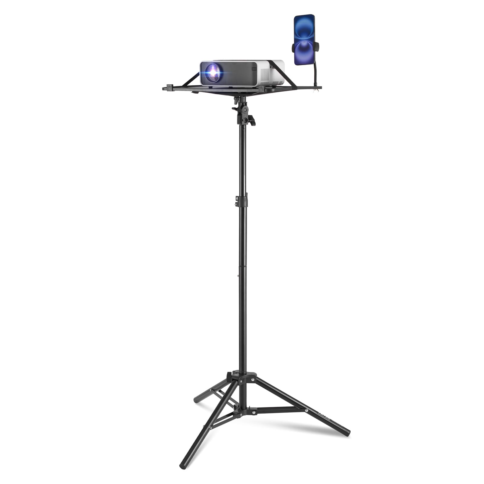 VEVOR Support Trépied Vidéoprojecteur Hauteur Réglable 68,5-160 cm avec Plateau et Support Téléphone