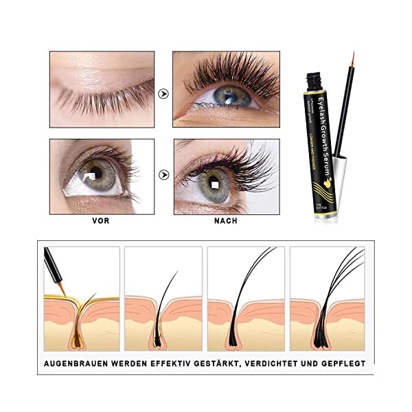 Wimpernserum Lash Serum für Effektiv Fördert Wachstum von Wimpern, 5ml Augenbrauen Serum Aktiviert Haarfollikel sie von… – Bild 4