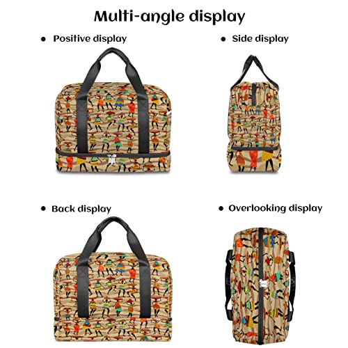 African Women Sports Gym Bag for Men Women Travel Duffel Bag with Shoes Compartment Workout Weekender Overnight Bag Dance Bag for Kids Girls Boys Teens4