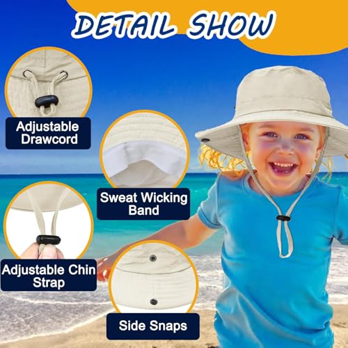 Image of Outdoor Kids Sun Hat UPF 50+ Quick Dry Foldable Bucket Hat Lightweight Adjustable Fishing Safari Hat for Girls and Boys