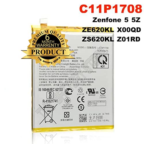 Image of THE BATTERY STORE C11P1708 Original Battery C11P1708 for Asus Zenfone 5 5Z ZE620KL Zenfone 5Z / ZE620KL X00QD ZS620KL Z01RD Battery with 6 Months Warranty*** (for Asus Zenfone 5 5Z ZE620KL)
