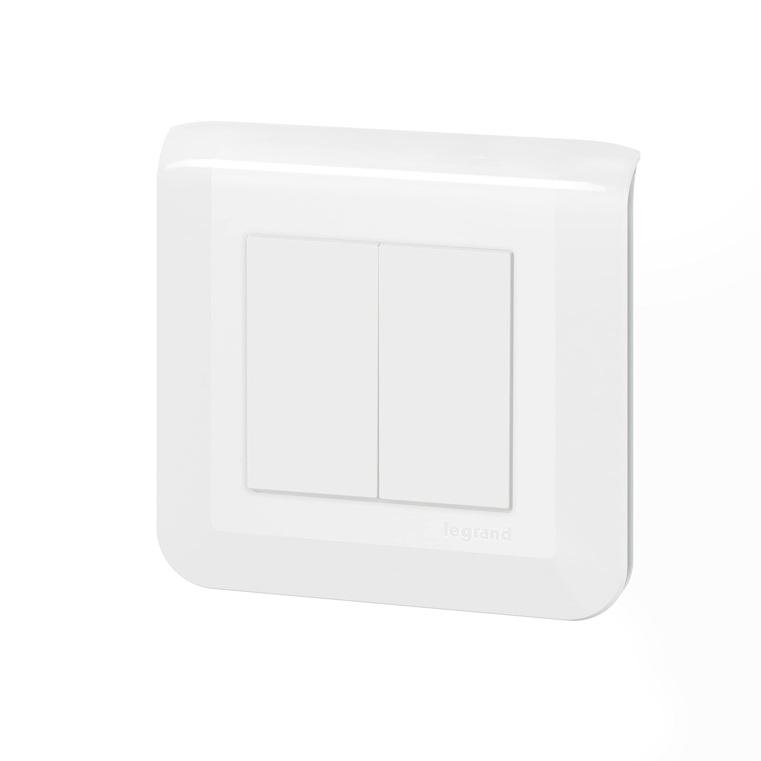 Double interrupteur montage en saillie Argent Alombard Idem Mistral