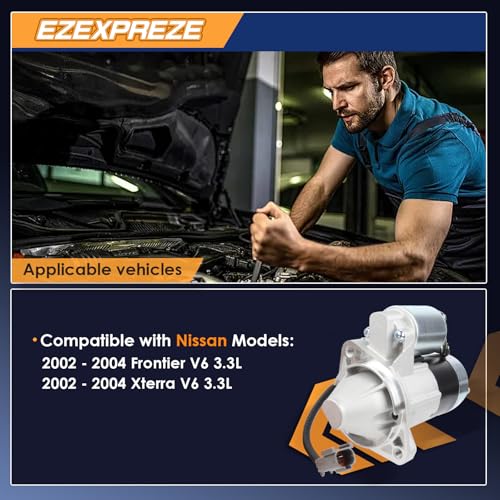 Image of Ezexpreze 17859N Starter Compatible with Nissan 2002 2003 2004 Frontier, Nissan Xterra V6 3.3L 02 03 04, 12V 1.4KW 11T CW, M000T87481 23300-4S103 17859 M0T87481 M0T87481ZC