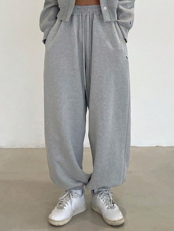 Image of Imsa Moda Women's Loose Fit Track Pants | Polycotton Joggers with Elastic Waistband & Side Pockets | Comfortable Gym, Yoga & Casual Wear Trousers