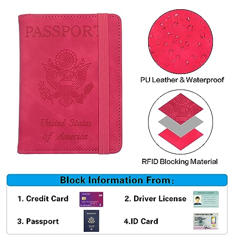Image of Melsbrinna Premium Leather Passport Holder Covers Case, Waterproof Rfid Blocking Travel Wallet Passport Holder with Pen Holder, Cute Passport Book for Women /Men