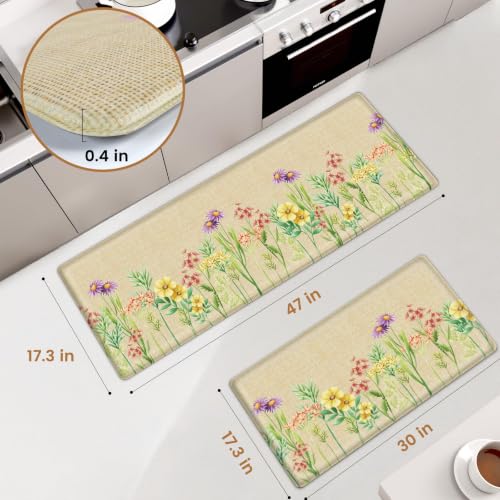 Floral Kitchen Mats 2 Piece Set, Anti Fatigue Water-Absorbent Floor Rugs - image 2