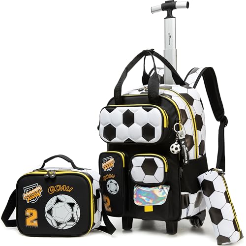 MYHSBYO Mochila com rodinhas para meninas e meninos, com rodas, mala de viagem, B Futebol Americano, Medium