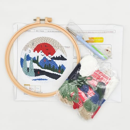 Image of Howie's Punch Needle Kit for Beginner, Cartoon Rug Hooking Embroidery Kits with Pattern, Yarns, Tools and Instructions, Creative Craft Home Decor(Winter Sun, 6.42 inch diameters)