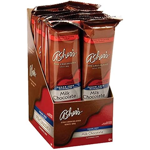 Asher's Chocolates, Sugar Free Chocolate Bars, Small Batches of Kosher Chocolate, Family Owned Since 1892, Keto Chocolate (12 Bars, Milk Chocolate) Cover