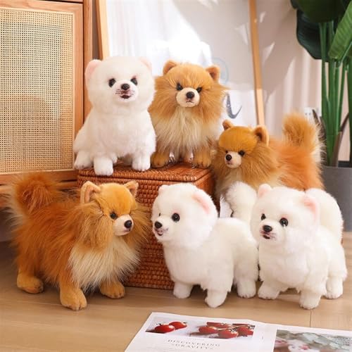 RDCIRP Simulation Pomeranian Plüsch, süßes Kuscheltier, Plüsch-Hundespielzeug, Flauschige Hunde-Plüschpuppe, Geschenke for Jungen und Mädchen for Geburtstag(braun)