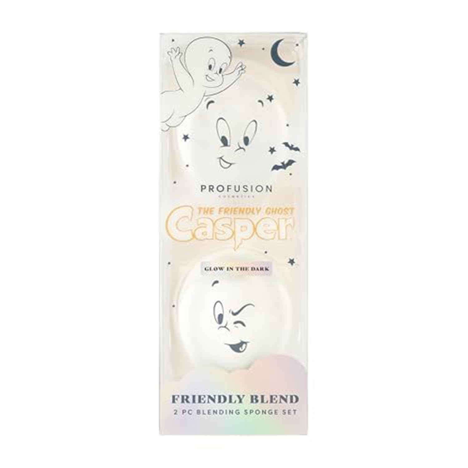 Profusion Cosmetics Casper The Friendly Ghost Blissed Out Blend Glow In The Dark 2 PC Blending Sponge Set, Natural Friendly Materials, Easy to Clean With Advanced Glow and Flawless Finish