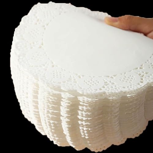 YNHIAG White Lace Paper Doilies - 8.5 Inch Round, Pack of 100 Lace Round