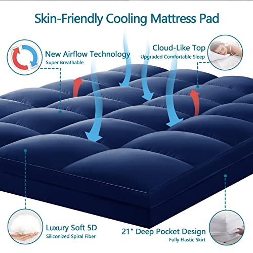CHOKIT Full Mattress Topper, Extra Thick Pillow Top Mattress Pad for Back Pain Relief, Cooling Bed Topper Mattress Cover with 8-21 Inch Deep Pocket