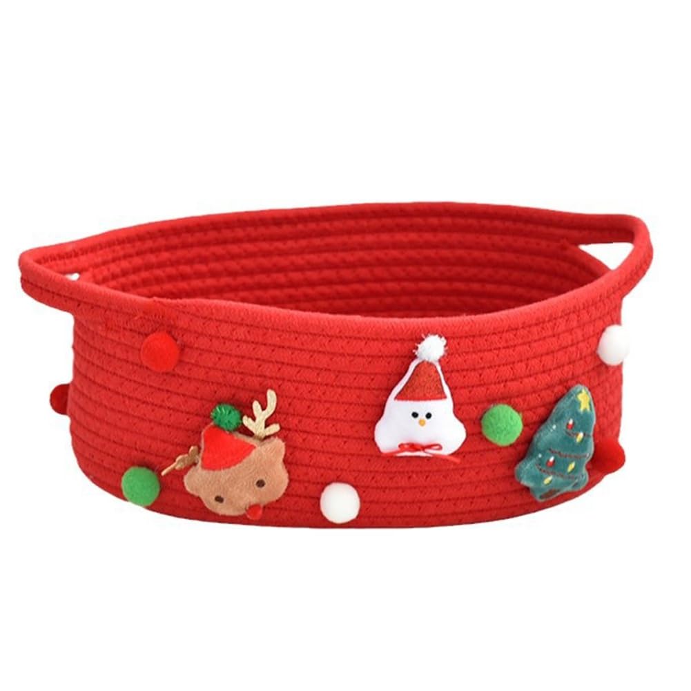 CTRLZS Gift Baskets Small Cotton Rope Baskets Storage Toy Snack Baskets with Handles Red