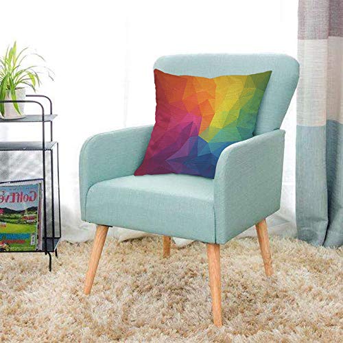 Aoyego PILLOWCASE-ZTT-C206 Colorful Irregular Polygon Throw Pillow Cover Cubism Triangle Geometric Mosaic Modern Rainbow Pillow Case 18X18 Inch Decorative Cotton Linen Square Cushion thumb #2