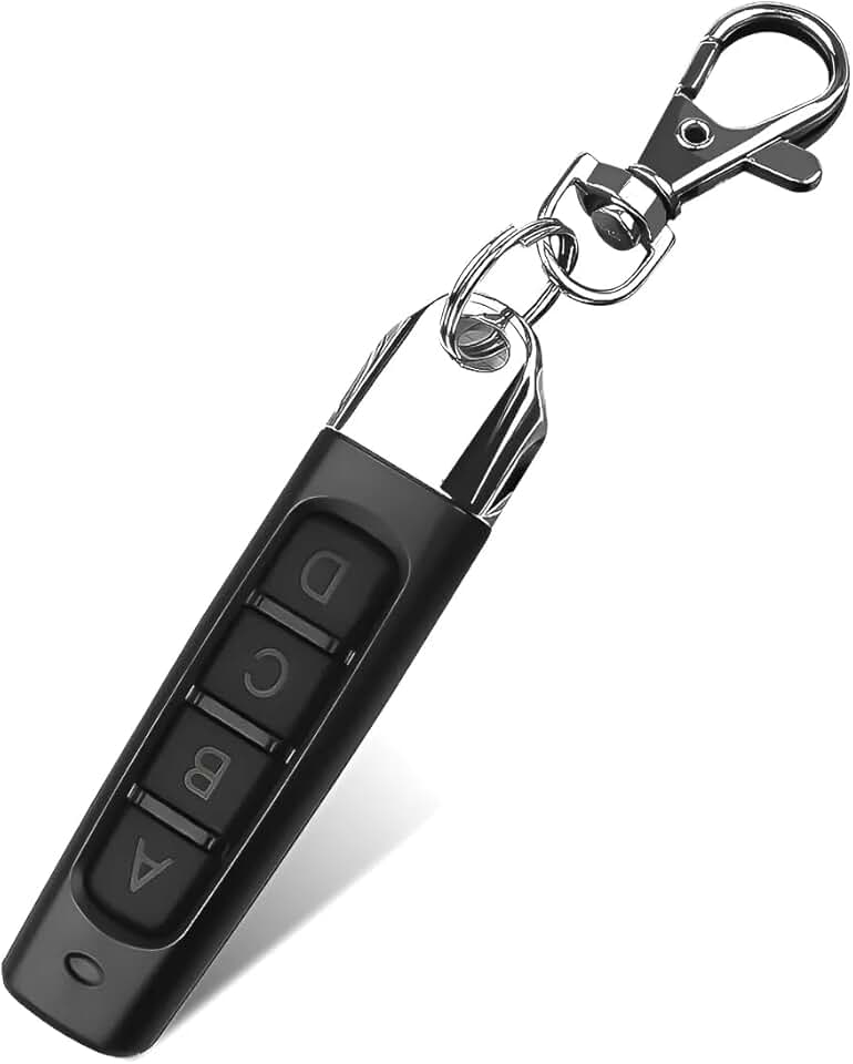 Controle Remoto Universal 4 Botões 433MHz, Portão Eletrônico Garagem Alarme Lojas, Preto com Chaveiro