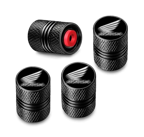 Image of Metal Tyre Valve Caps (Set of 4) | Laser Engraved | Anti-Leak O-Ring | Stylish Air Stem Covers | Universal Fit | Compatible with Hoo-nn-da Shine, Unicorn, SP 125, Hornet, CB350, Activa & More