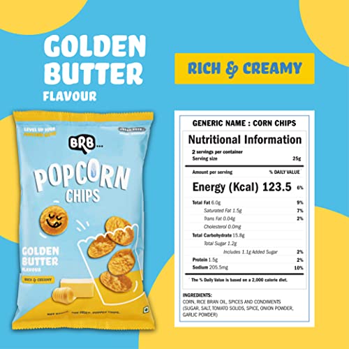 Image of BRB Popcorn Chips | Popcorn Upgraded | 5 Packs X 48 Grams | Golden Butter Flavour