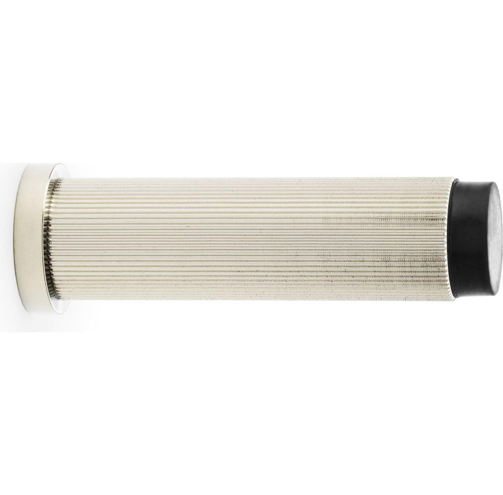 Alexander & Wilks Brunel REEDED Door Stop, Skirting Wall Mounted, 75mm Projection (Polished Nickel PVD)
