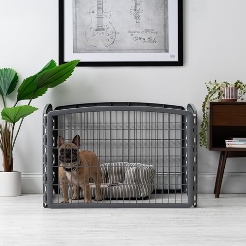 Image of IRIS USA 4-Panel Dog Playpen, Pet Enclosure, Dark Gray