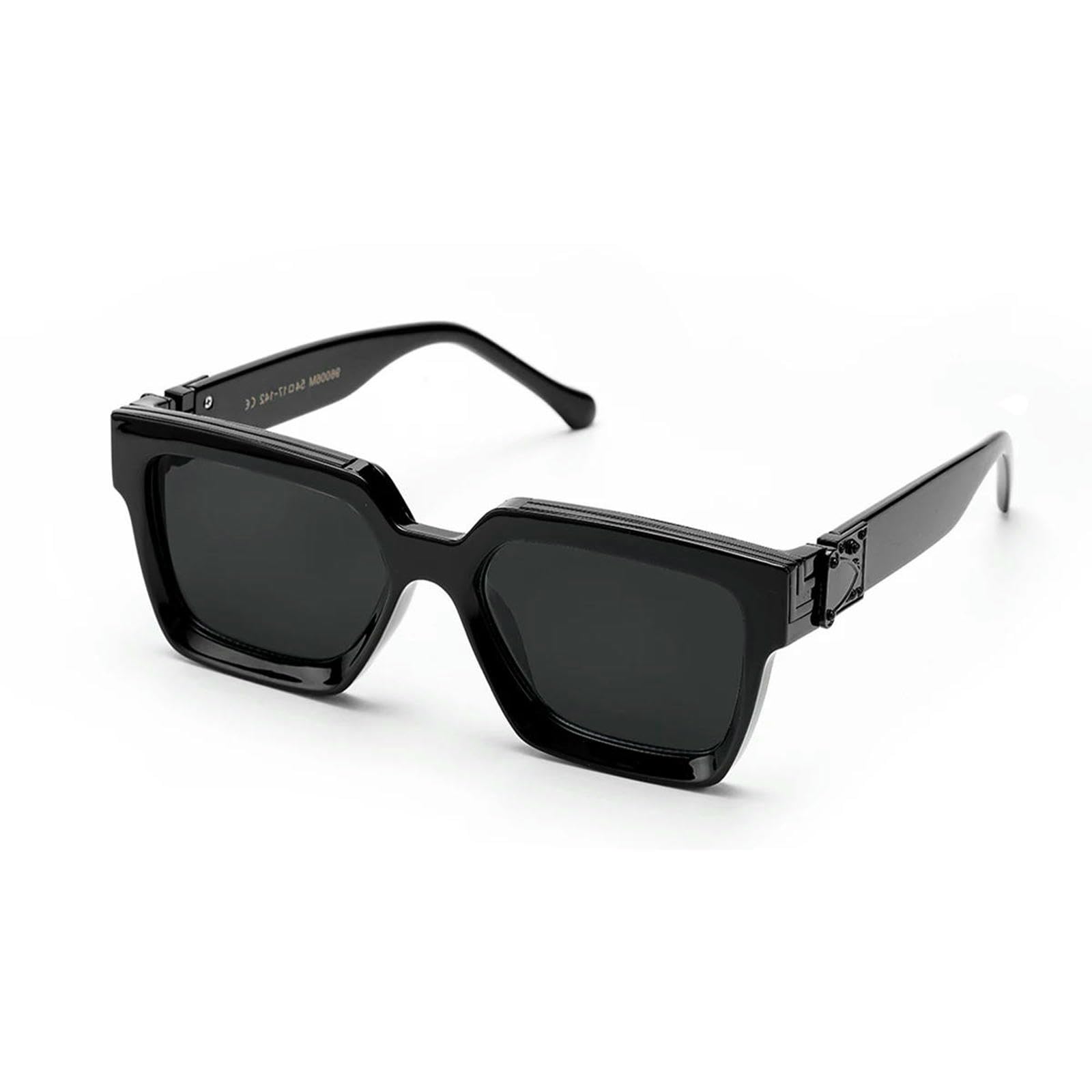 Fryloo Men's Medium Black Sunglasses Retro Millionaire Polarized Wo Uv400 Luxury Square Designer Outdoor Driving Shades-Ships Within 24H