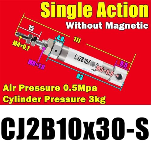 Mini vérin pneumatique CJ2B6 miniature simple action aimanté axial - 3