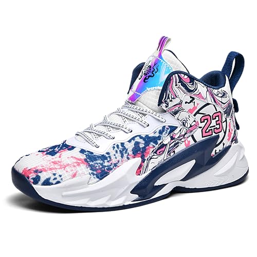 Image of Men's High-Top Basketball Shoes Anti-Slip and Wear-Resistant Soles Running Shoes Graffiti Design Fashionable Sports Shoes