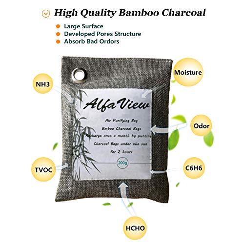 Alfaview Luchtzuiveringszak, 200G Natuurlijk Geactiveerde Bmboo-Houtskool Luchtverfrisser Geurverdrijver Geurvanger… - Image 3