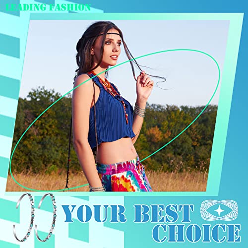 Lasnten 5 Pcs Turquoise Bracelets for Women, Turquoise Cuff Bracelet Western Jewelry Stackable Handmade Gemstone Bangle for Women Christmas Birthday Gift4