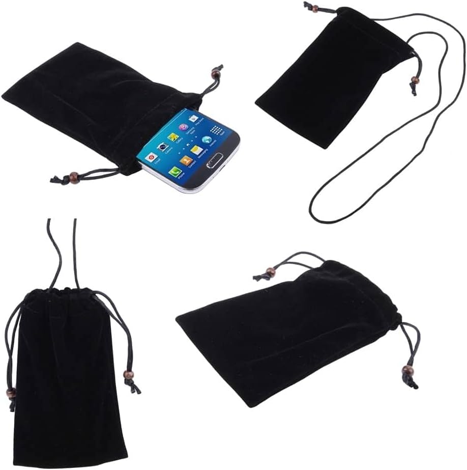 DFV mobileCase Cover with Chain and Loop Closure Soft Cloth Flannel Carry Bag for Winnovo K56 - Black