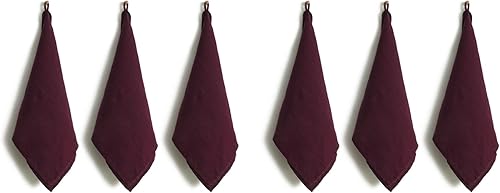 Linen World Linen - Juego de 6 paños de cocina de 14 x 28 pulgadas, juego de 6 paños de cocina decorativos de lino europeo lavado a la piedra, vino