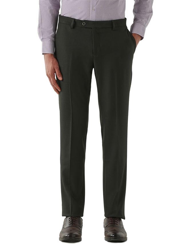 reid & taylor Men's Plain Poly Viscose Elastane Tailor Fit Formal Trousers-picture-29