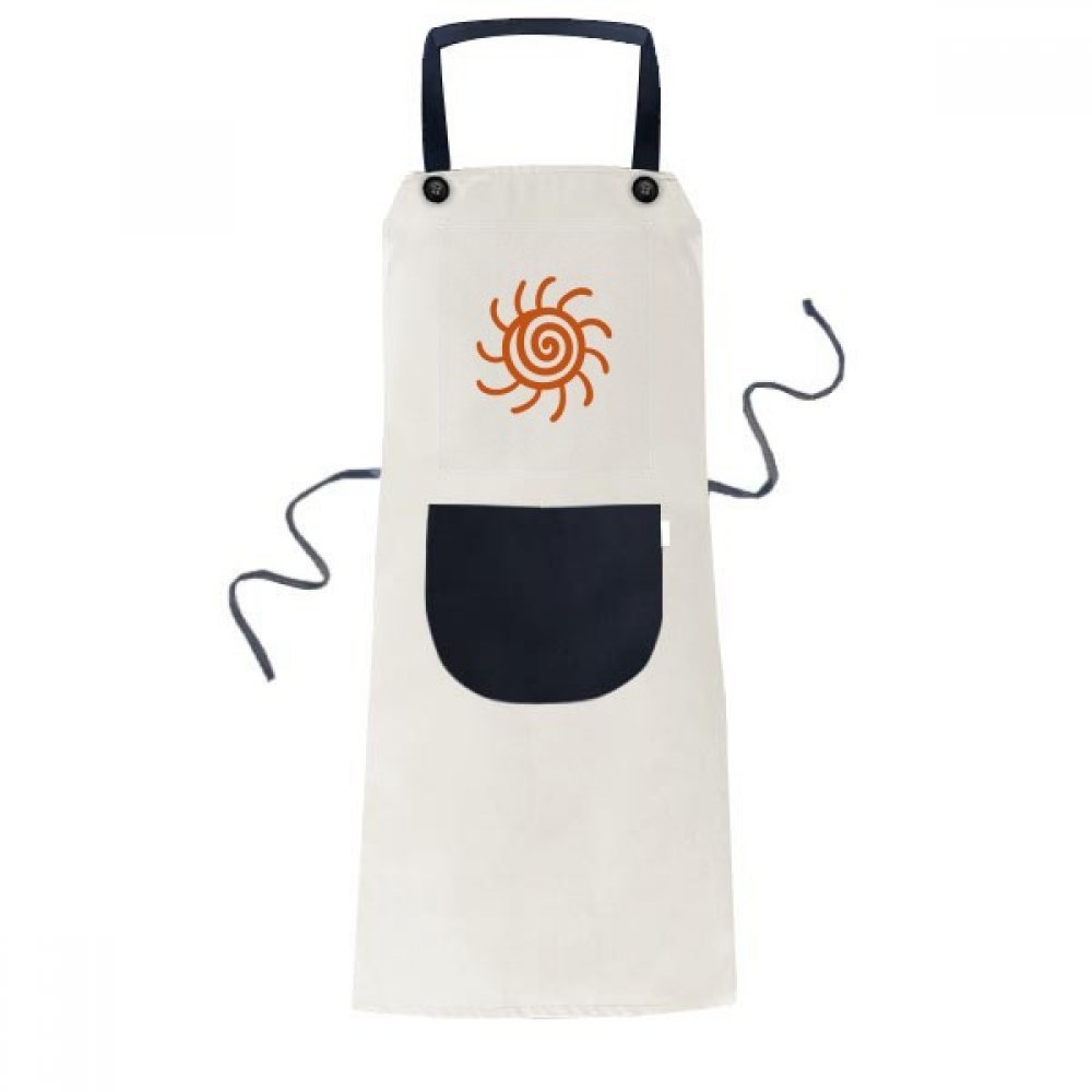 Tablier réglable à poche pour éviter les taches en cuisine avec motif soleil orange