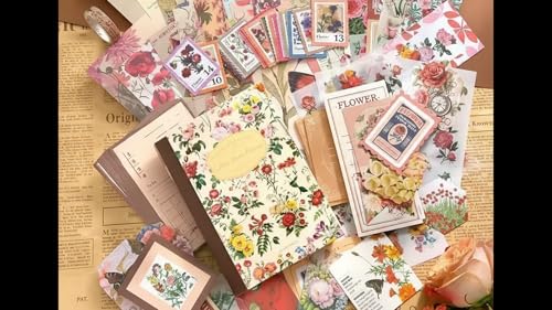 Image of ATIRAMANIYA Vintage Aesthetic Scrapbook Kit(346Pcs) Scrapbooking Supplies Kit with Bullet Junk Journal,Stationery,A6 Grid Notebook Journaling Gift for Girl (Flower)