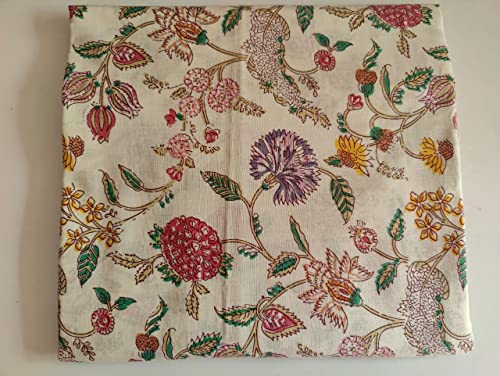 Image of Floral Printed Cotton Fabric Cloth Hand Block Print Fabric Women Material Running Jaipuri Hand Block Printed Women Dress Material Kurtis Natural 44 inch Inches Width 2.5 Meter (Pattern 14)