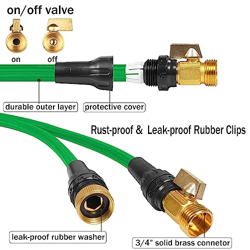 Expandable Garden Hose 100Ft, Easy Store, Flexible Retractable Hose Reusable, Solid Brass Fittings, Outdoor Lightweight Flexible Hose for Garden watering, Car washing, Pet Cleaning (Green)) - Thumbnail 3