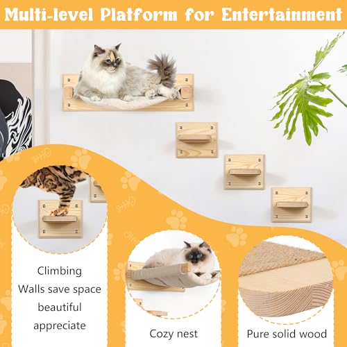 Móveis de madeira luxuosos para gatos com rede dupla e degraus | Móveis modernos e elegantes de vári