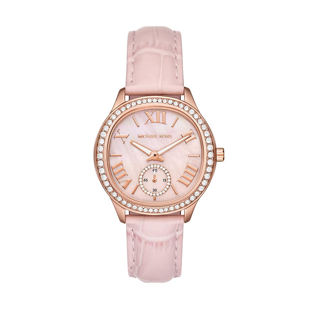 Michael Kors Sage Reloj para Mujer, Movimiento de Cuarzo con Correa de Acero Inoxidable o Piel