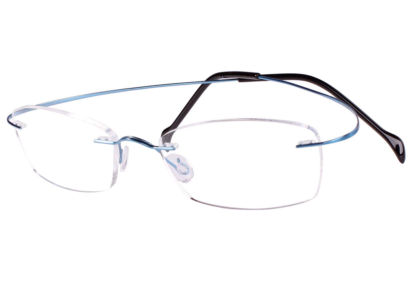 Agstum Unisex Blue Pure Titanium Rimless Frame Optical Hingeless Eyeglasses For Men And Women (, 52)