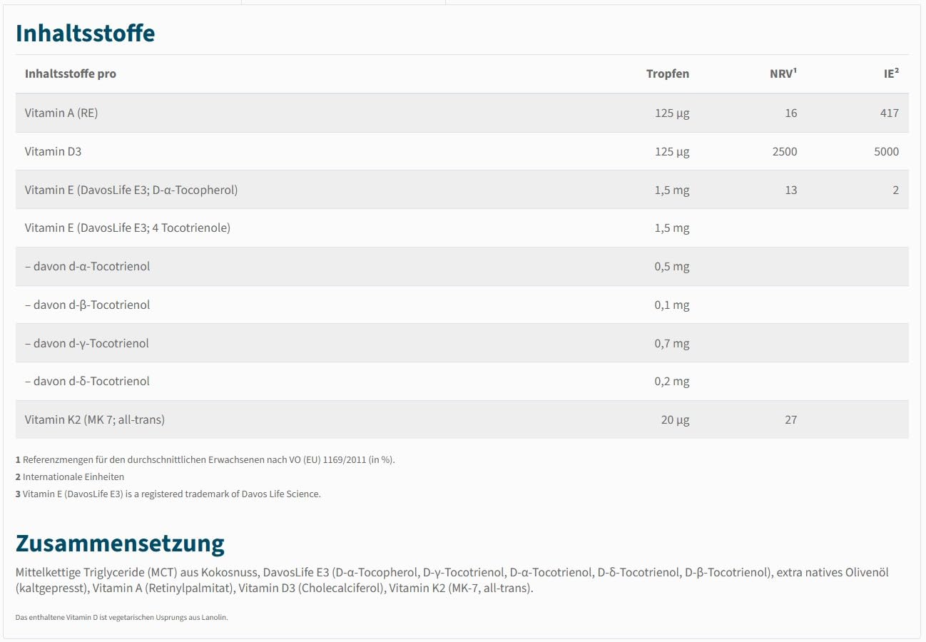 NatuGena Lipo Vitamine 5000, Vitamin D3, E, K, A, trägt zu einer normalen Funktion des Immunsystems bei, 20 ml / 700 Tropfen (Familienpackung)
