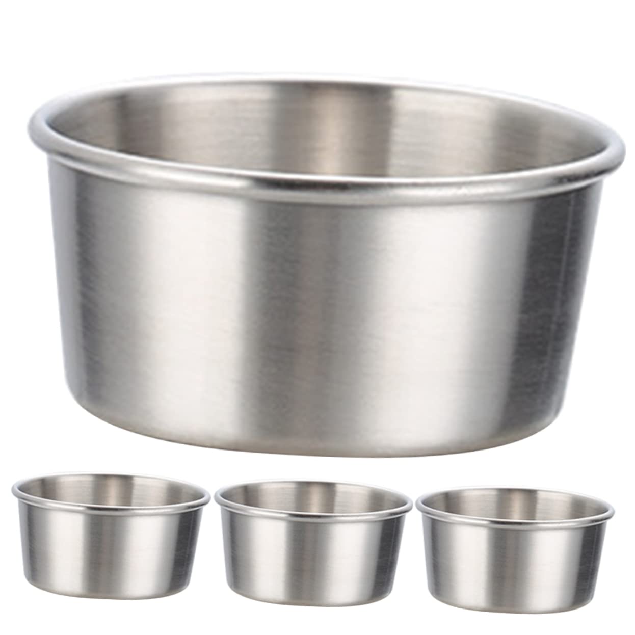 OFFSCH 4pcs Stainless Steel Sauce Cups Dipping Holders for Condiments Dishwasher Safe Non- Design for Restaurants and Home Use Capacity