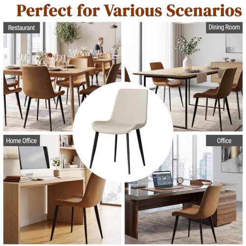 Image of Dining Chairs Set of 6, Kitchen Dining Chairs, Modern Upholstered Kitchen Chairs with Faux Leather and Metal Legs, Dining Room Chairs, Light Grey